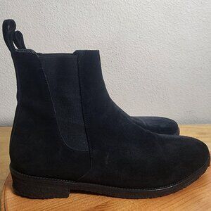ORO Chelsea Boots Mens Size 12 Black Suede Pull On Ankle Handcrafted